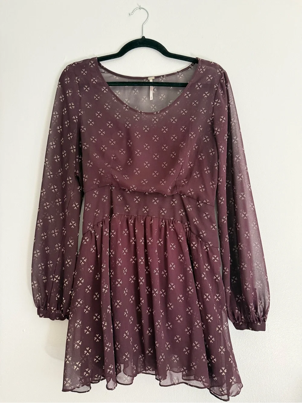 Long Sleeve Plum Floral Print Dress
